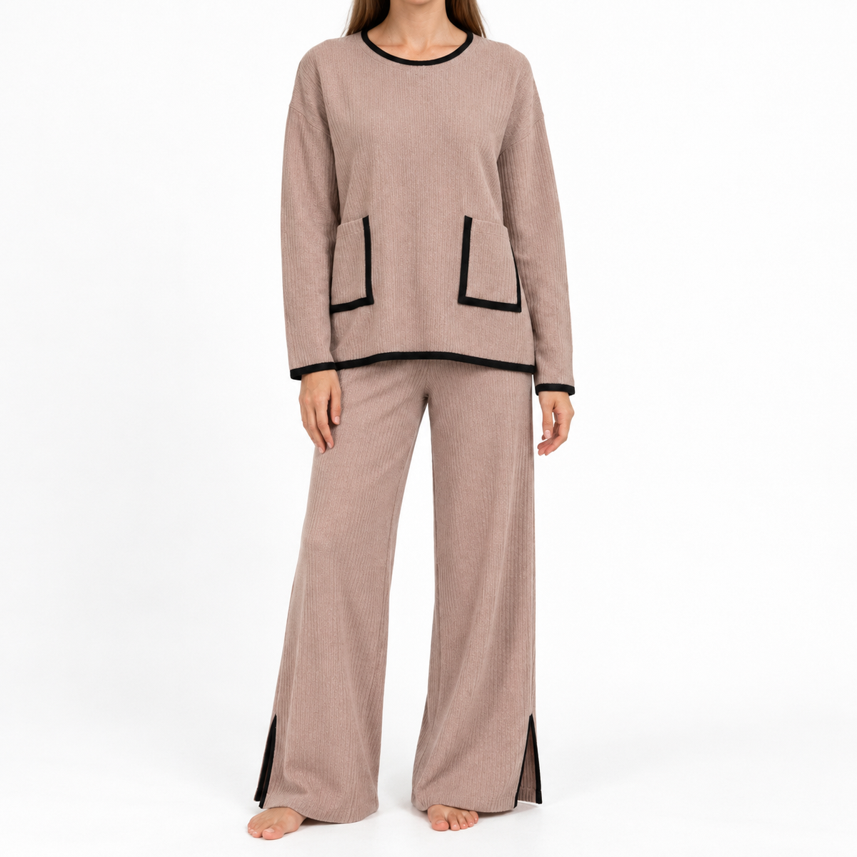 The Amelie Crew-Neck Wide-Leg Knit Set - 白色 - Main preview