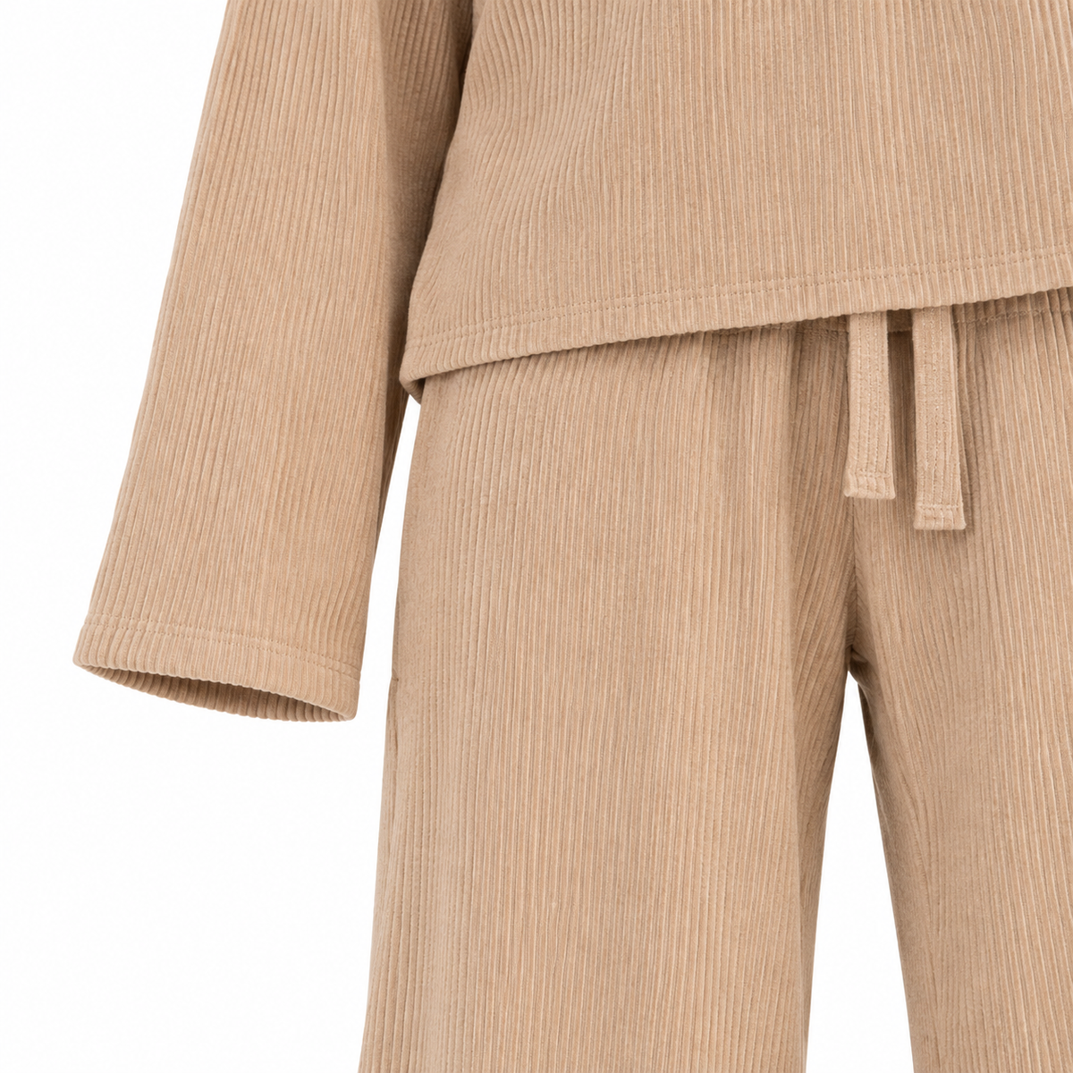 The Camille V-Neck Relaxed Knit Set - Camel - Camel · Cuff and waist