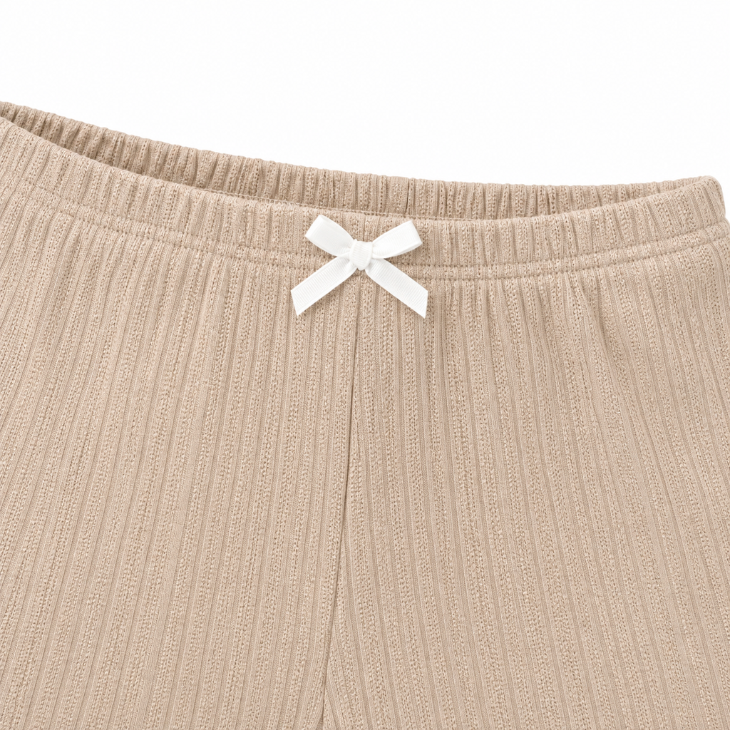 The Celeste Fine-Rib Lounge Set - Beige - Beige · Waist detail