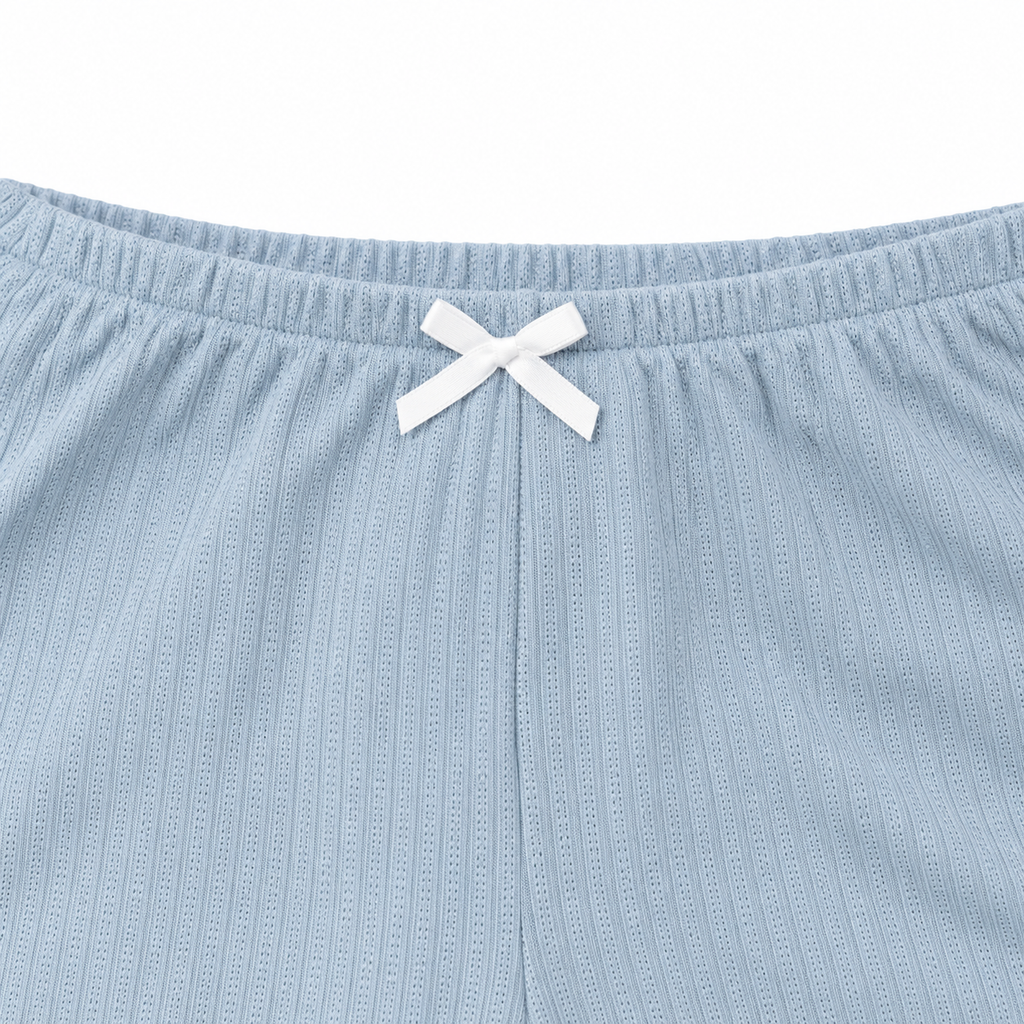 The Celeste Fine-Rib Lounge Set - Sky Blue - Sky Blue · Waist detail