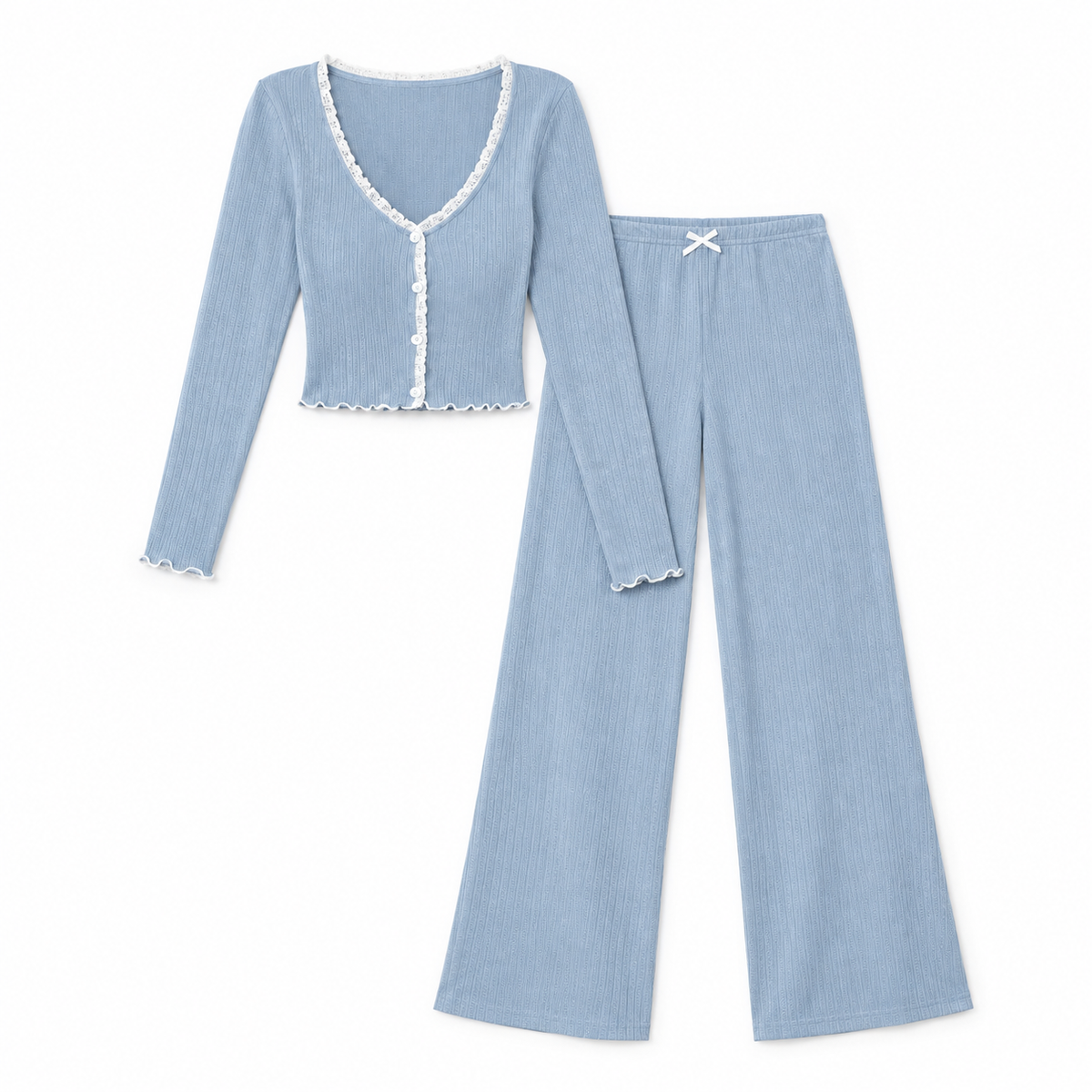 The Celeste Fine-Rib Lounge Set - Sky Blue - Sky Blue · Complete set
