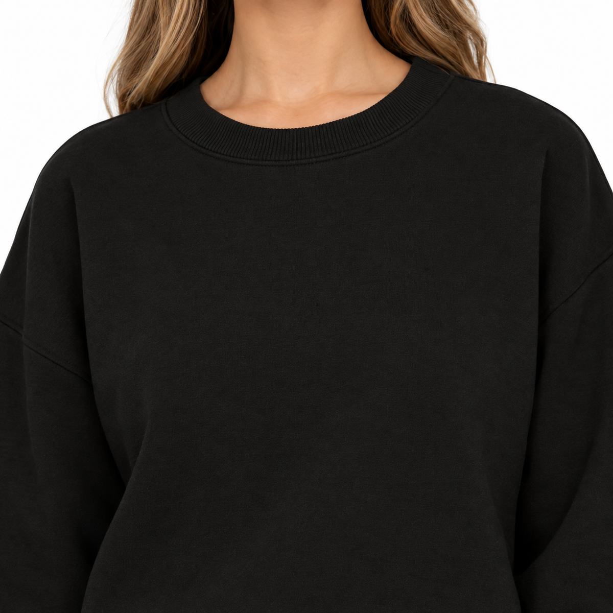 The Manon Sweatshirt & Jogger Set - Black - Black · Neckline detail