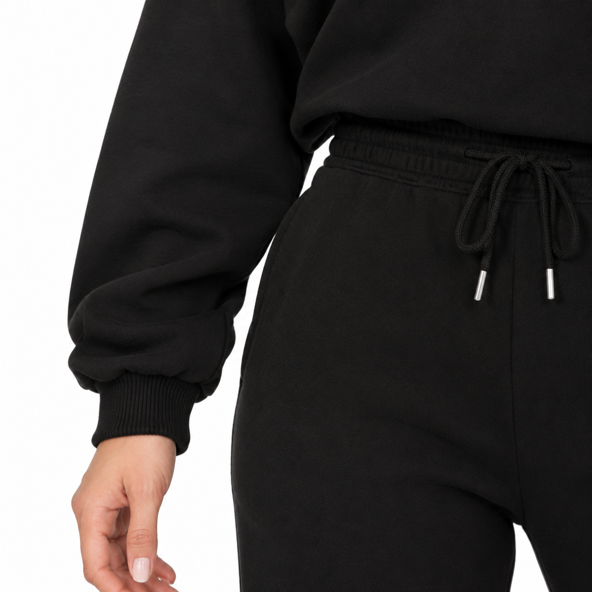 The Manon Sweatshirt & Jogger Set - Black - Black · Cuff and waist