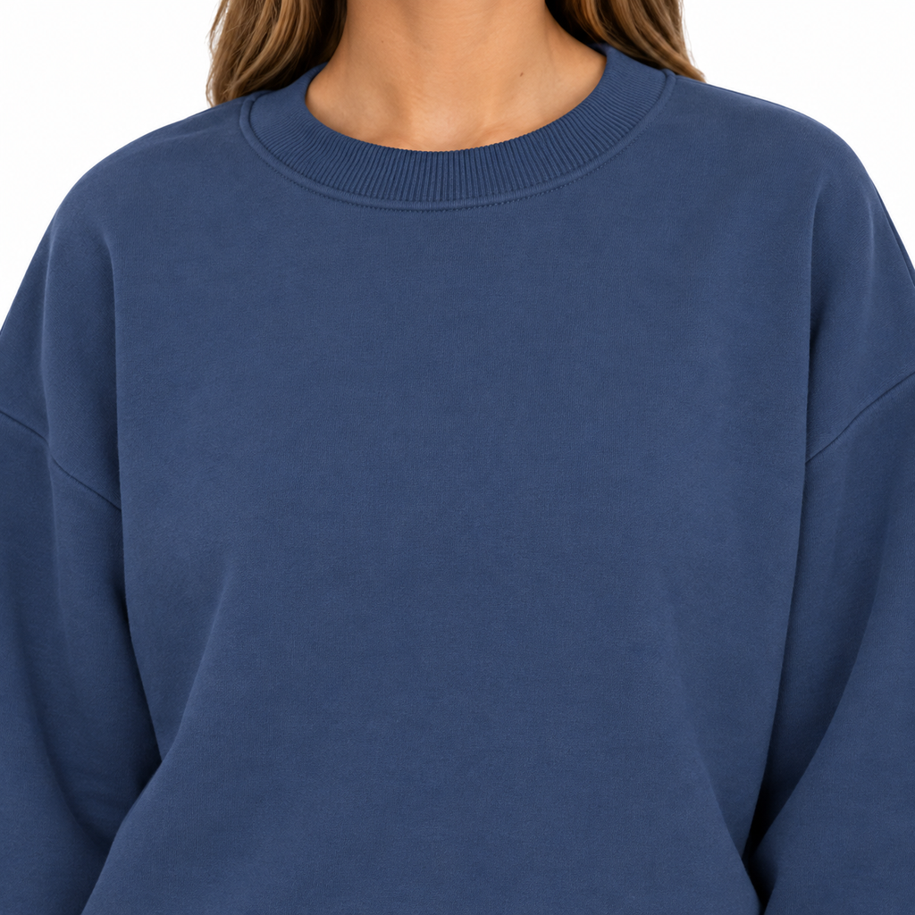 The Manon Sweatshirt & Jogger Set - Slate Blue - Slate Blue · Neckline detail