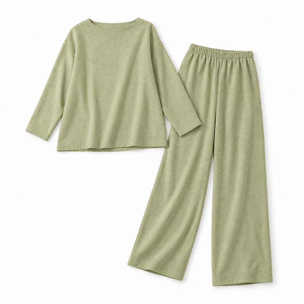 The Noemie Long-Sleeve Lounge Set - Sage - Sage · Complete set