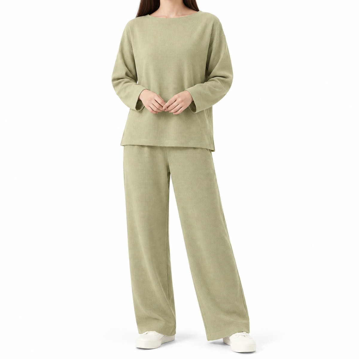The Noemie Long-Sleeve Lounge Set - Sage - Sage · Main